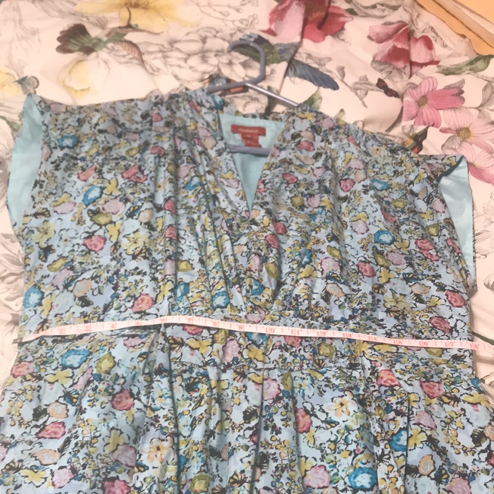 Sundance silk light blue floral tie waist dress size 14 - Picture 12 of 14